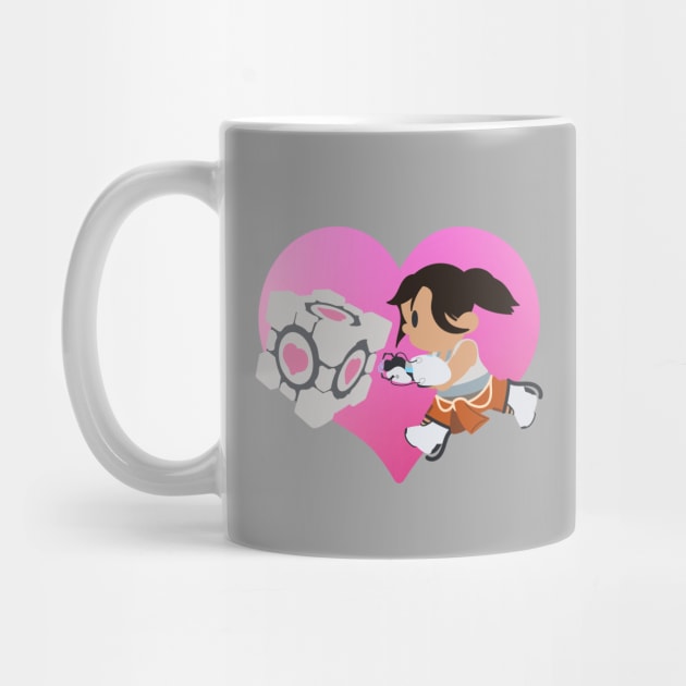 Chell Crossing - Companion Cube by JPenfieldDesigns